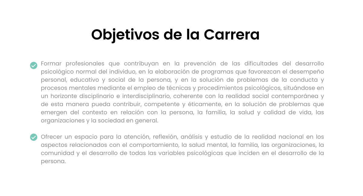 Objetivos de la carrera